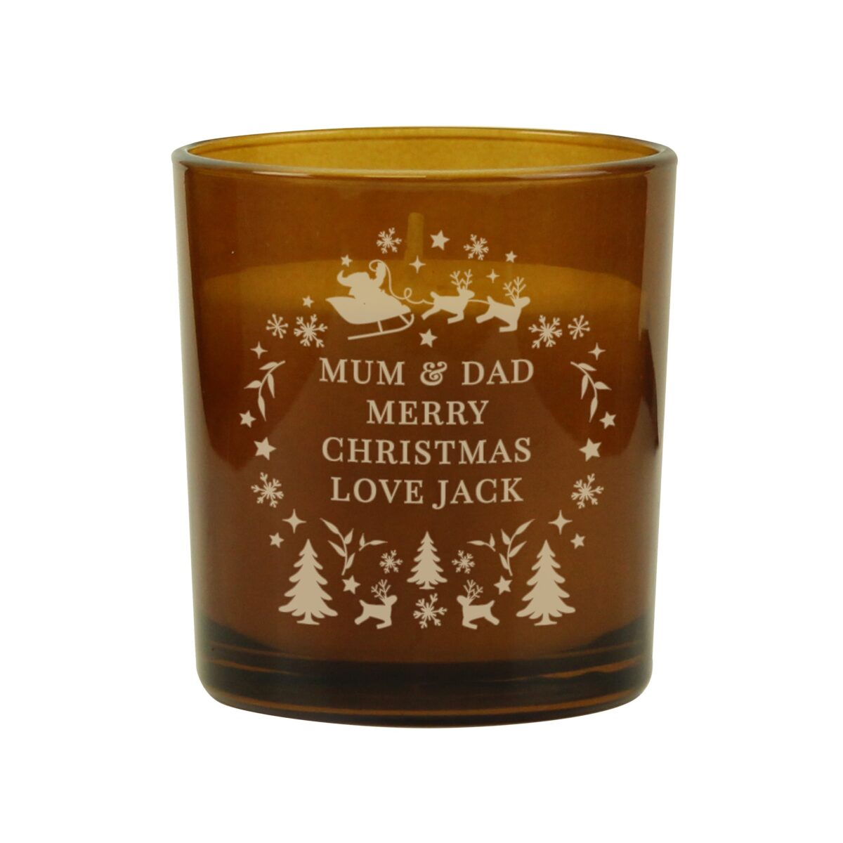 Personalised Engraved Christmas Amber Glass Candle: 5 - Candles By Gift Moments