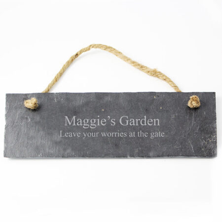 Personalised engraved hanging slate plaque