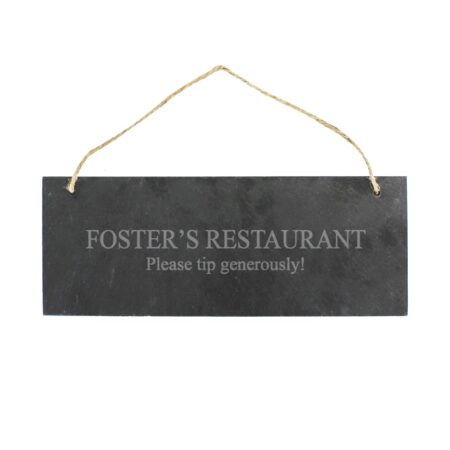 Personalised engraved hanging slate plaque