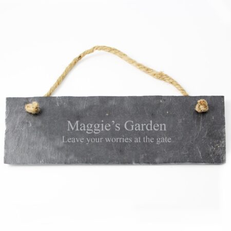 Personalised engraved hanging slate plaque