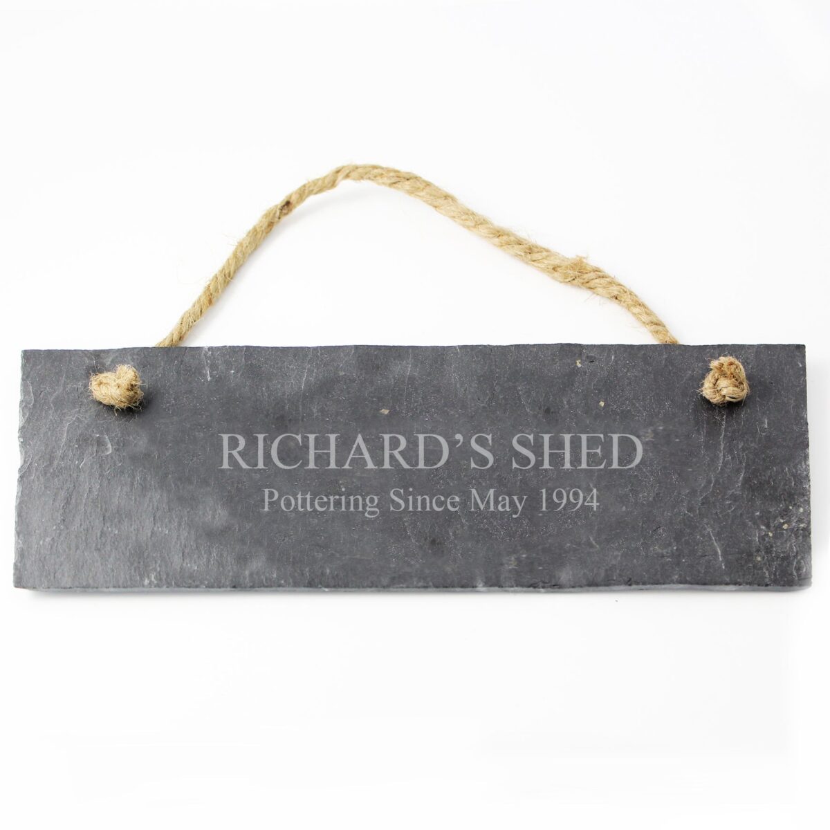 Personalised engraved hanging slate plaque