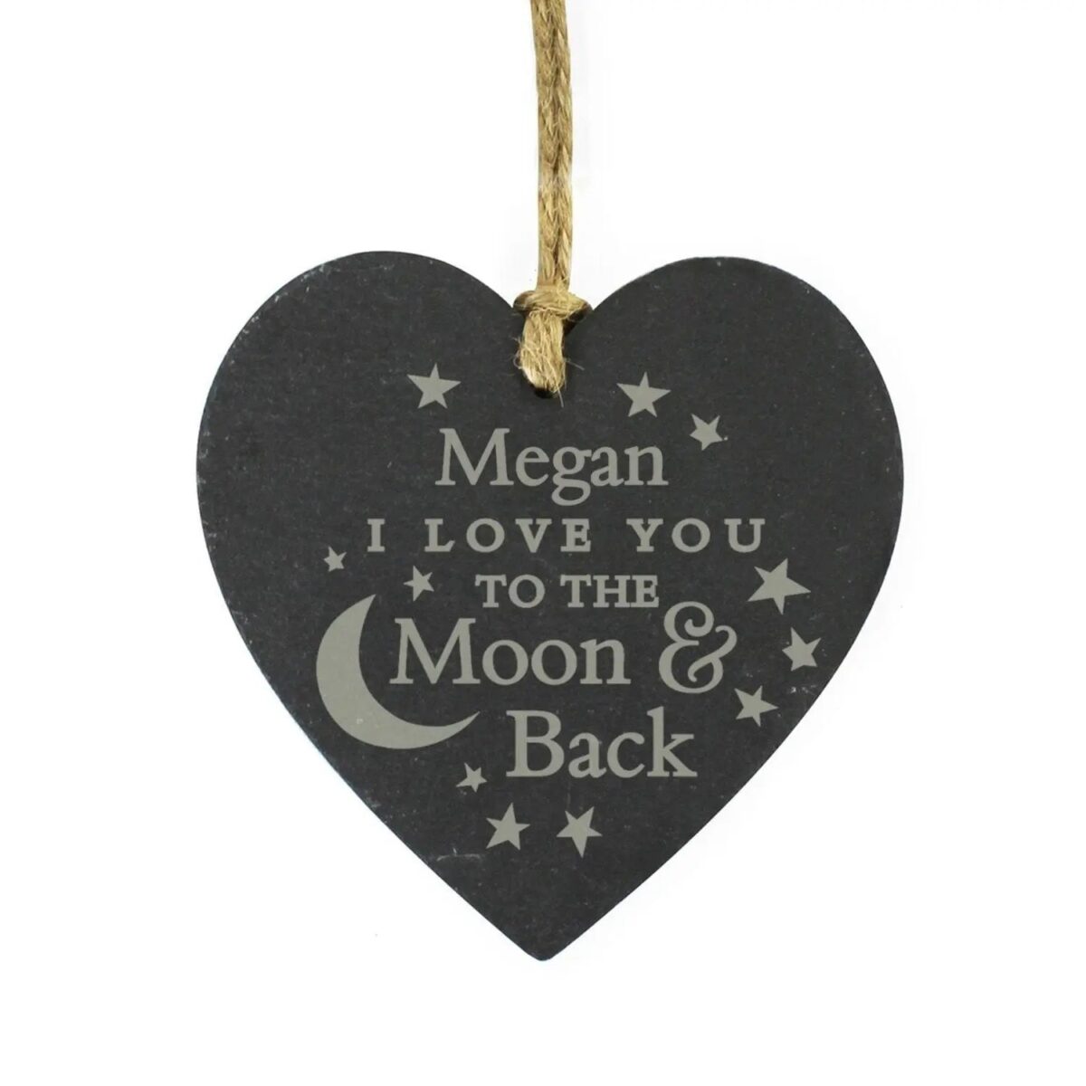 Personalised Engraved Moon and Back Slate Heart Decoration: 2 - Decorations By Gift Moments