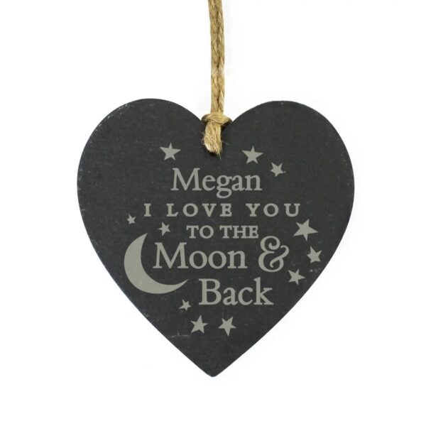 Personalised Engraved Moon and Back Slate Heart Decoration: 2 - Decorations By Gift Moments