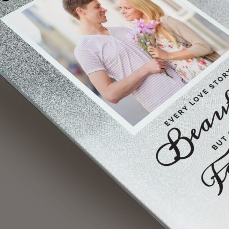 Personalised Every Love Story Is Beautiful 4x4 Glitter Glass Photo Frame: 4 - Photo Frames By Gift Moments