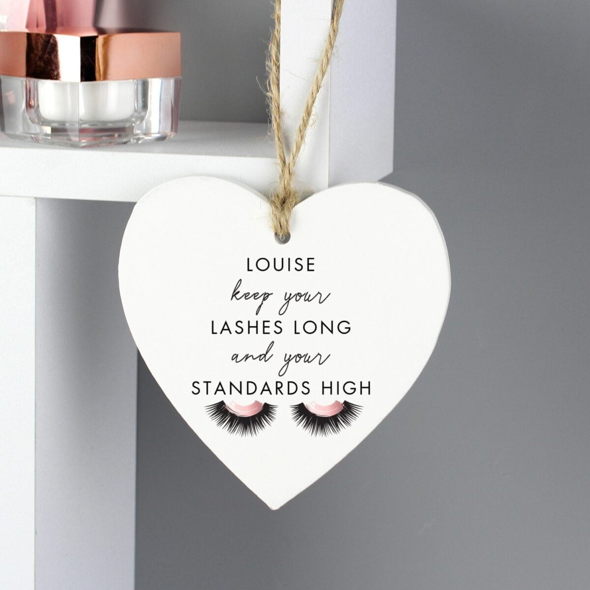 Personalised Eyelash Wooden Heart Decoration: 2 - Decorations By Gift Moments