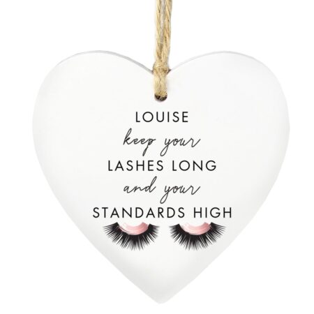 Personalised Eyelash Wooden Heart Decoration: 3 - Decorations By Gift Moments