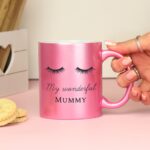 Personalised Eyelashes Pink Glitter Mug: 1 - Mugs By Gift Moments