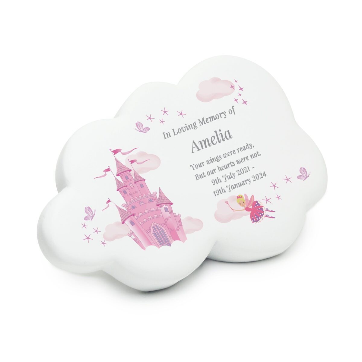 Personalised fairy castle resin memorial cloud