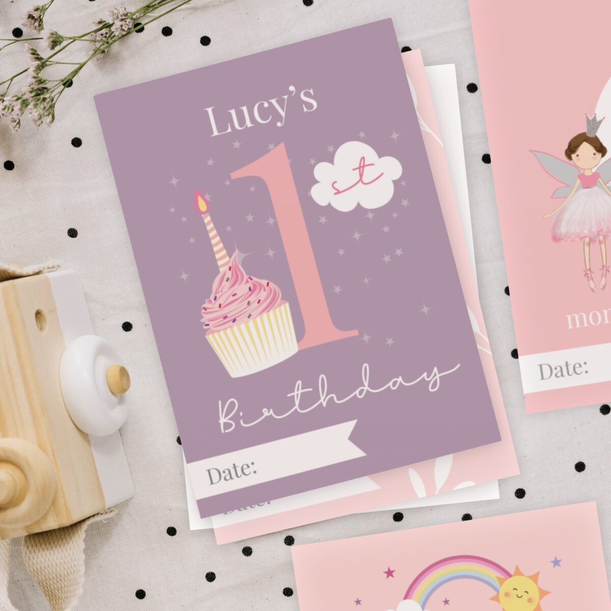 Personalised Fairy Princess Baby Milestone Cards: 1 - Keepsakes By Gift Moments