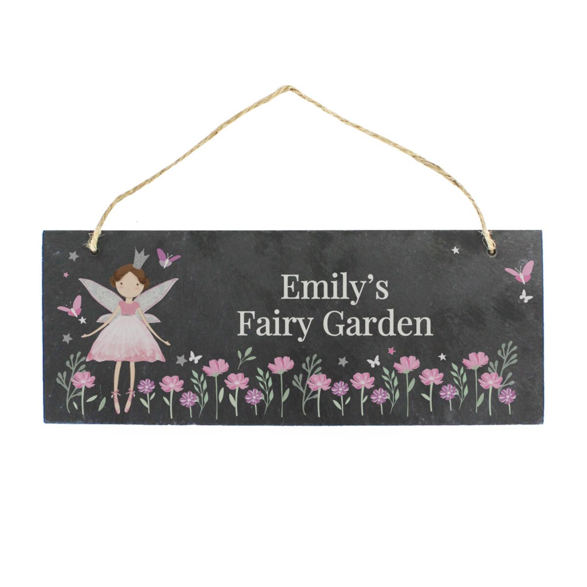 Personalised fairy princess garden hanging slate sign