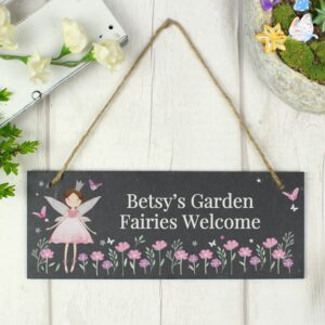 Personalised Fairy Princess Garden Hanging Slate Sign: 3 - Signs & Plaques By Gift Moments