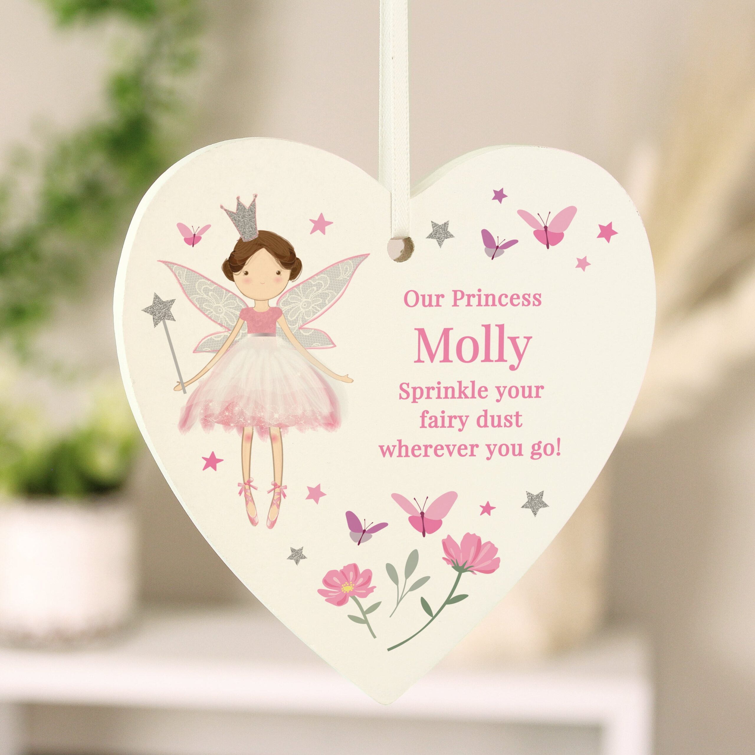 Personalised Fairy Princess Hanging Heart Decoration: 1 - Decorations By Gift Moments