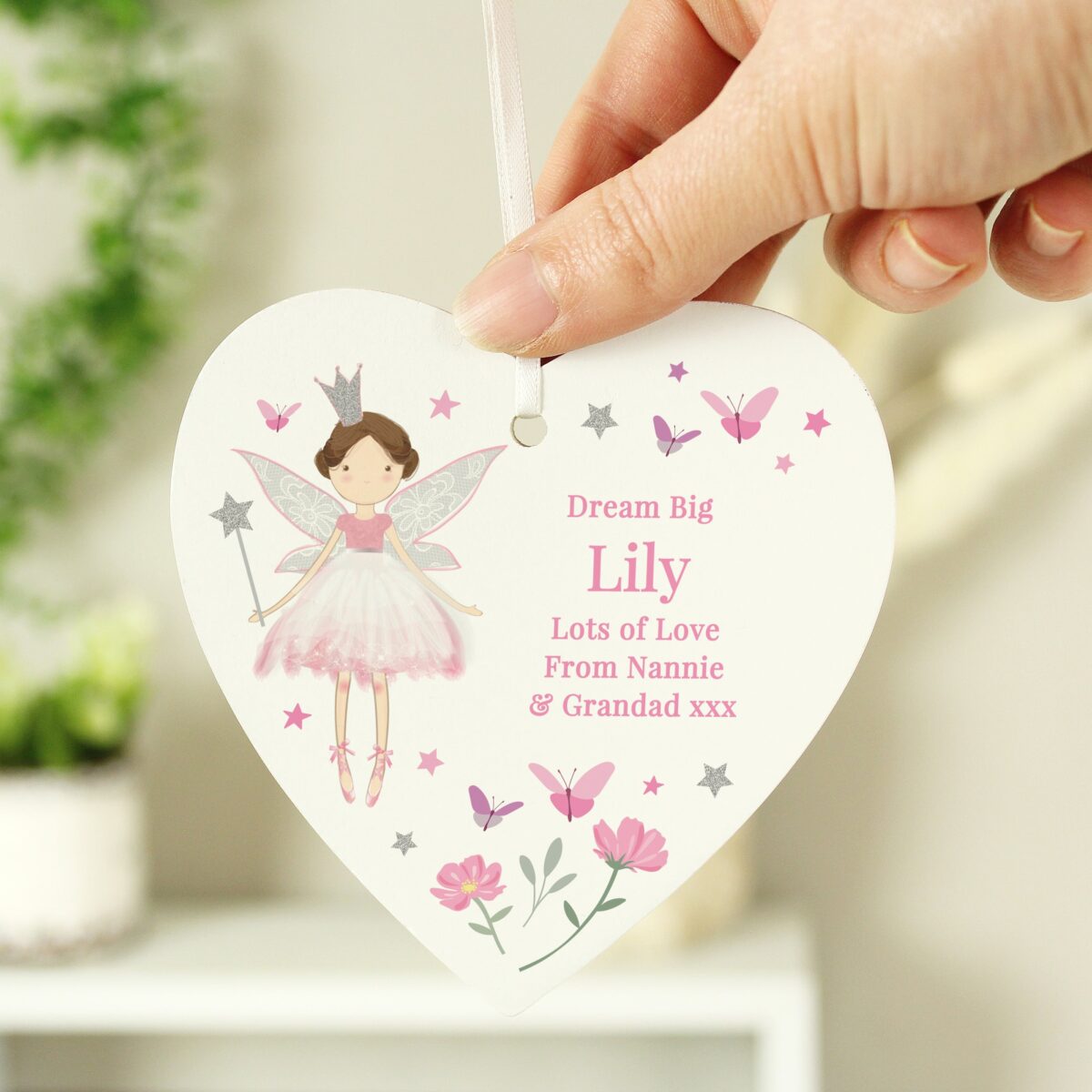 Personalised Fairy Princess Hanging Heart Decoration: 4 - Decorations By Gift Moments