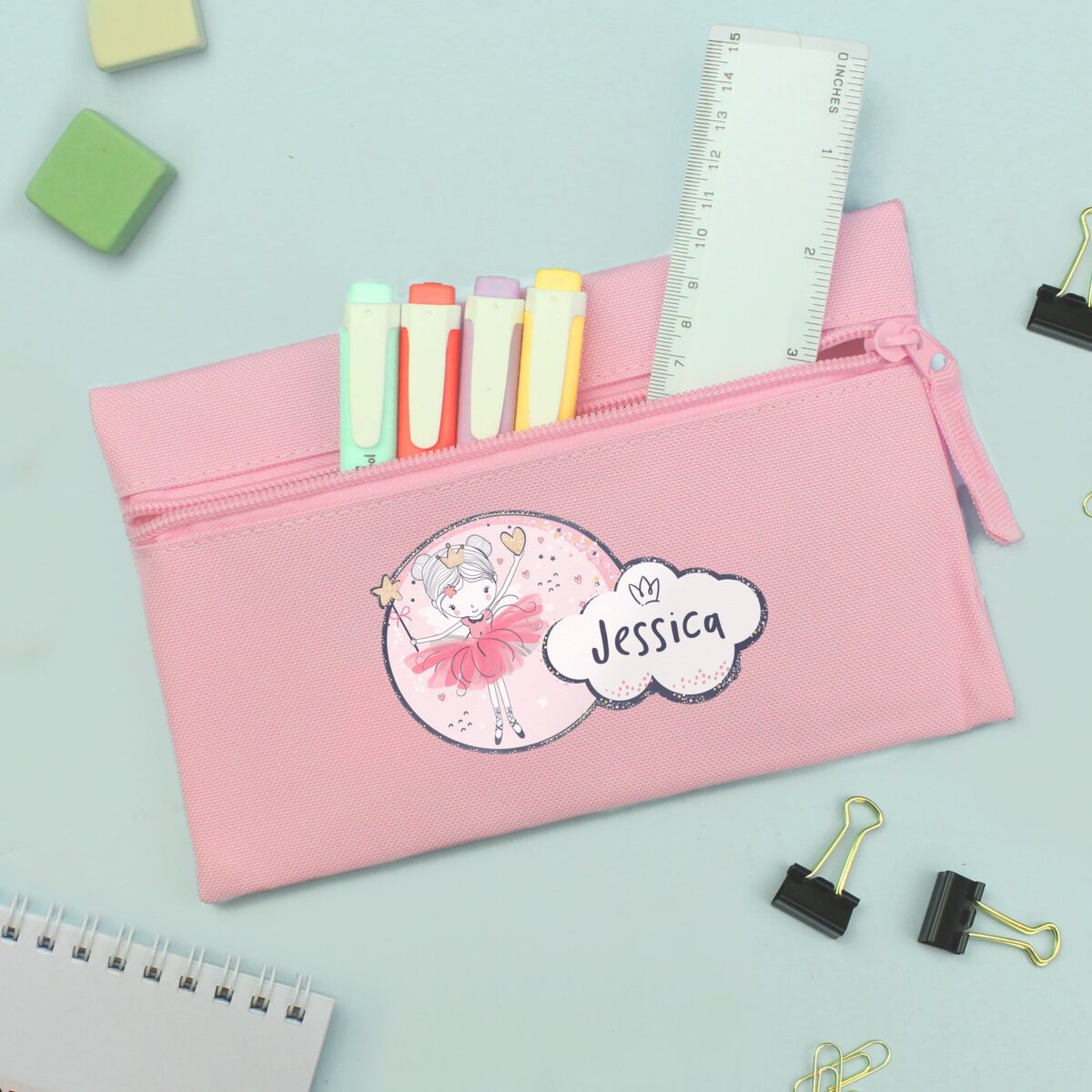Personalised Fairy Princess Pink Pencil Case: 2 - Pencil Cases & Sets By Gift Moments