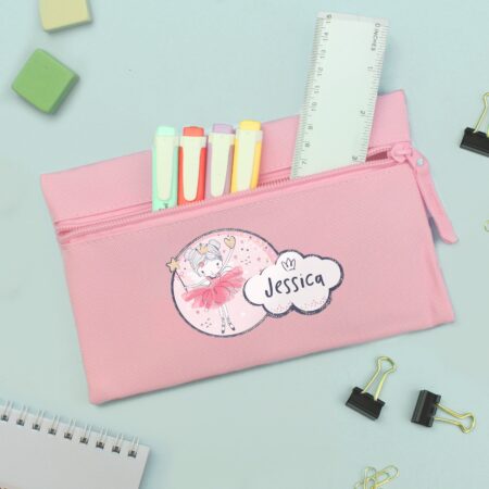 Personalised Fairy Princess Pink Pencil Case: 2 - Pencil Cases & Sets By Gift Moments