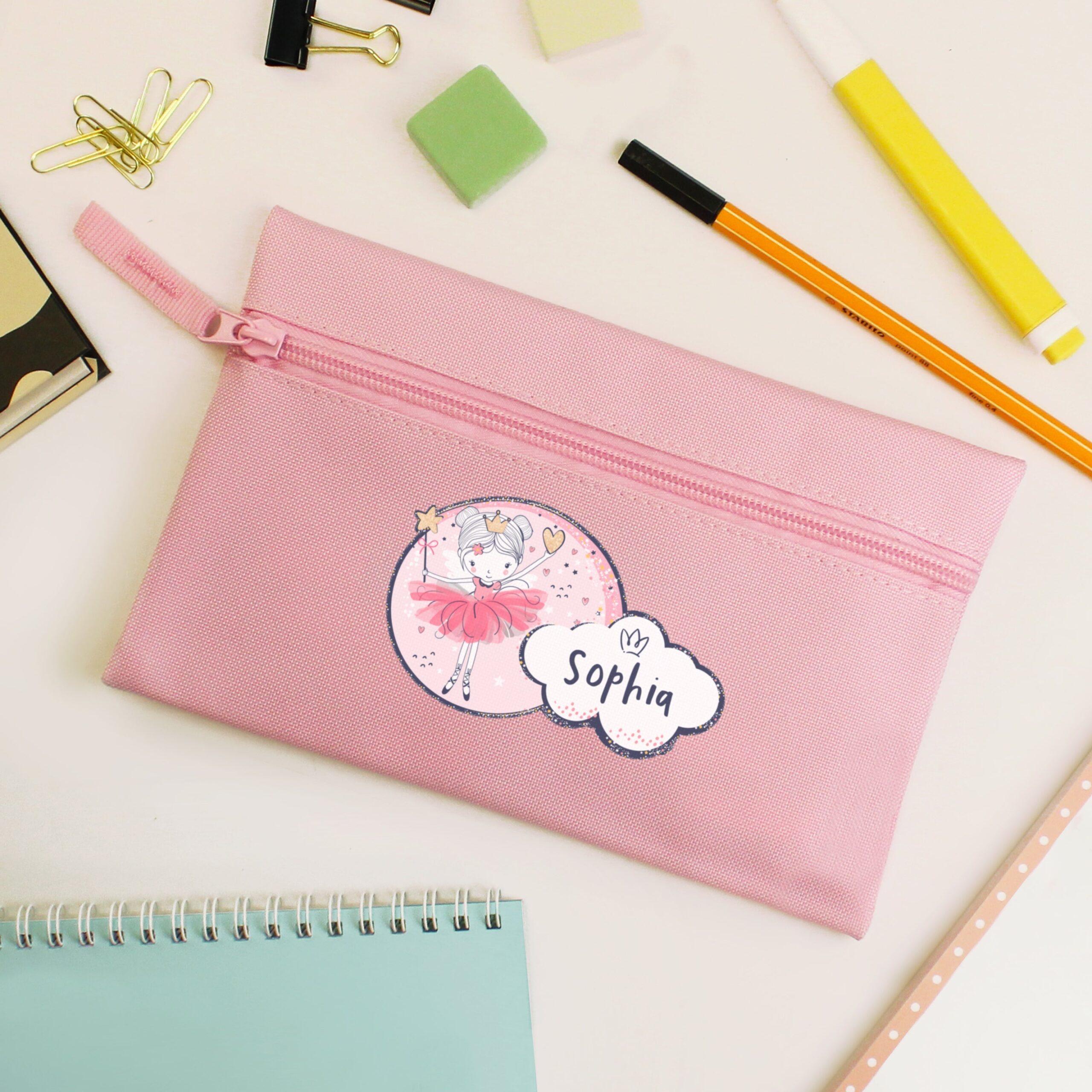 Personalised Fairy Princess Pink Pencil Case: 1 - Pencil Cases & Sets By Gift Moments