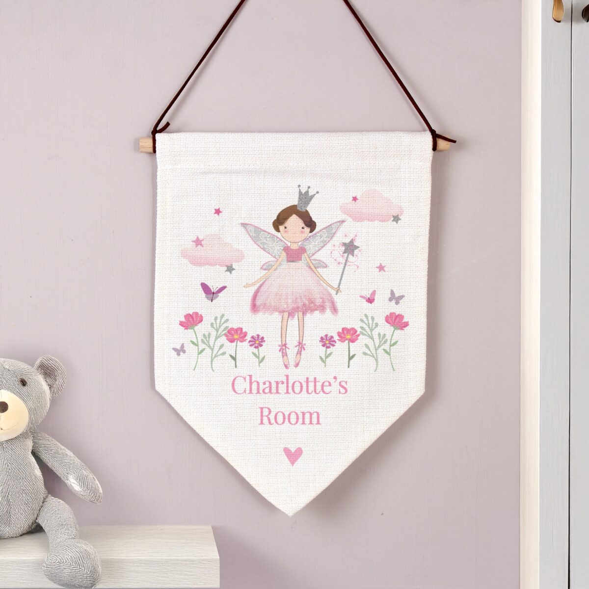 Personalised Fairy Princess Wall Art Banner: 2 - Wall Art By Gift Moments