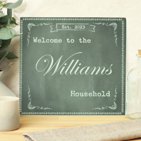 Personalised Family Chalk Glass Chopping Board/Worktop Saver: 1 - Chopping Boards By Gift Moments
