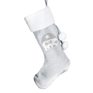Personalised Family Polar Bear Silver Grey Stockings: 8 - Christmas Stockings By Gift Moments