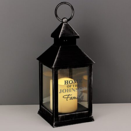 Personalised The Family Rustic Black Lantern: 6 - LED Lighting By Gift Moments