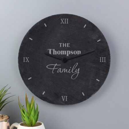 Personalised Family Slate Clock: 2 - Clocks By Gift Moments