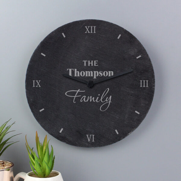 Personalised Family Slate Clock: 2 - Clocks By Gift Moments
