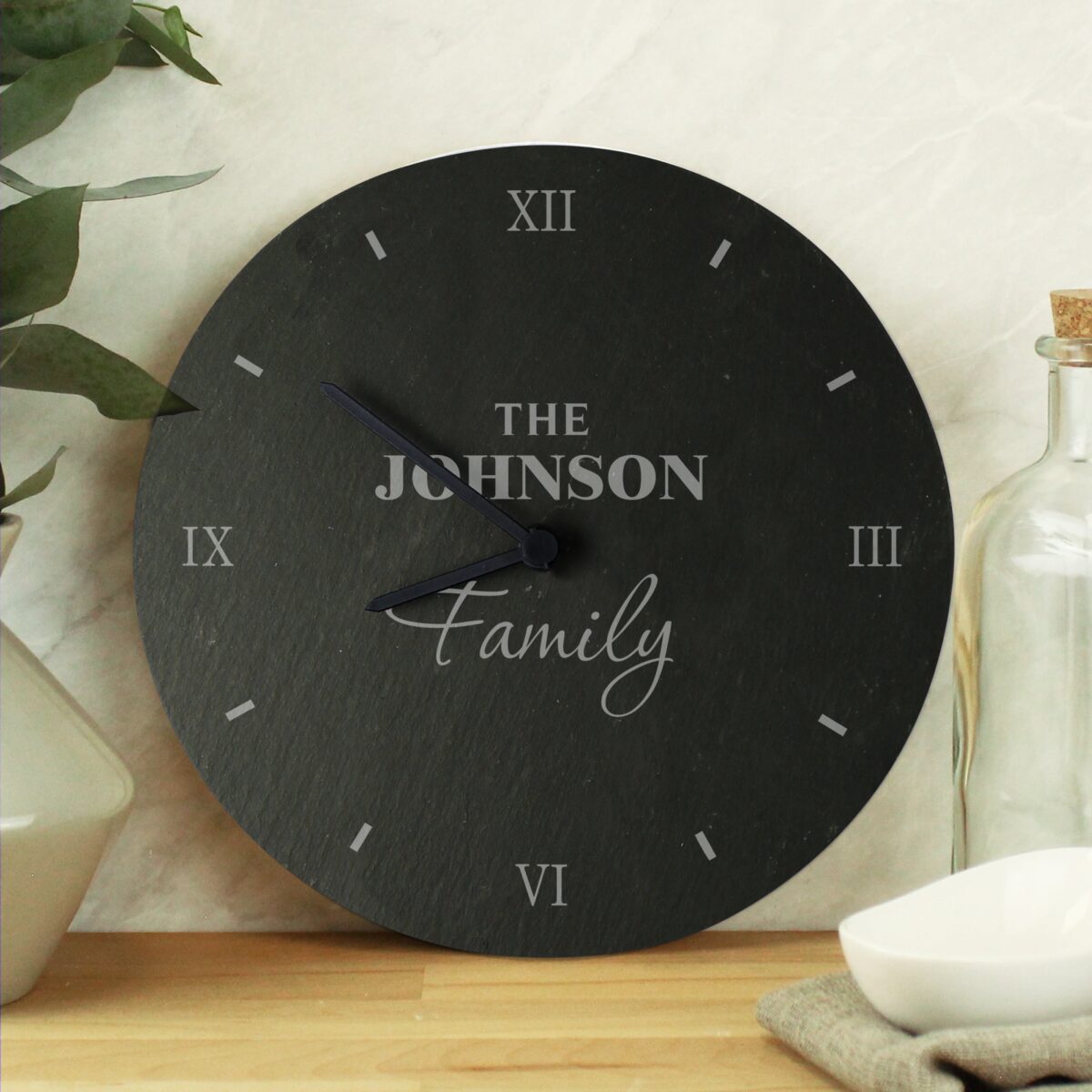 Personalised Family Slate Clock: 1 - Clocks By Gift Moments