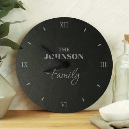 Personalised Family Slate Clock: 1 - Clocks By Gift Moments