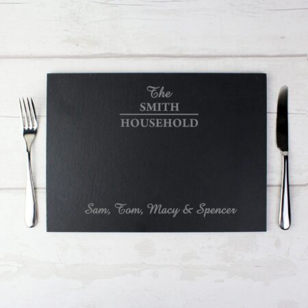Personalised Family Slate Placemat: 1 - Placemats By Gift Moments