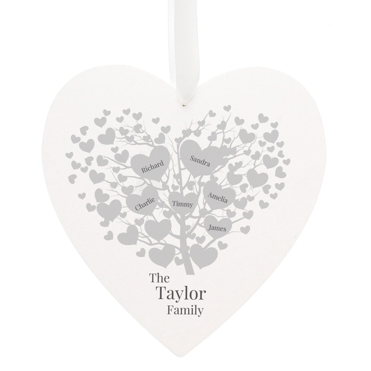 Personalised Family Tree Large Wooden Heart: 2 - Decorations By Gift Moments