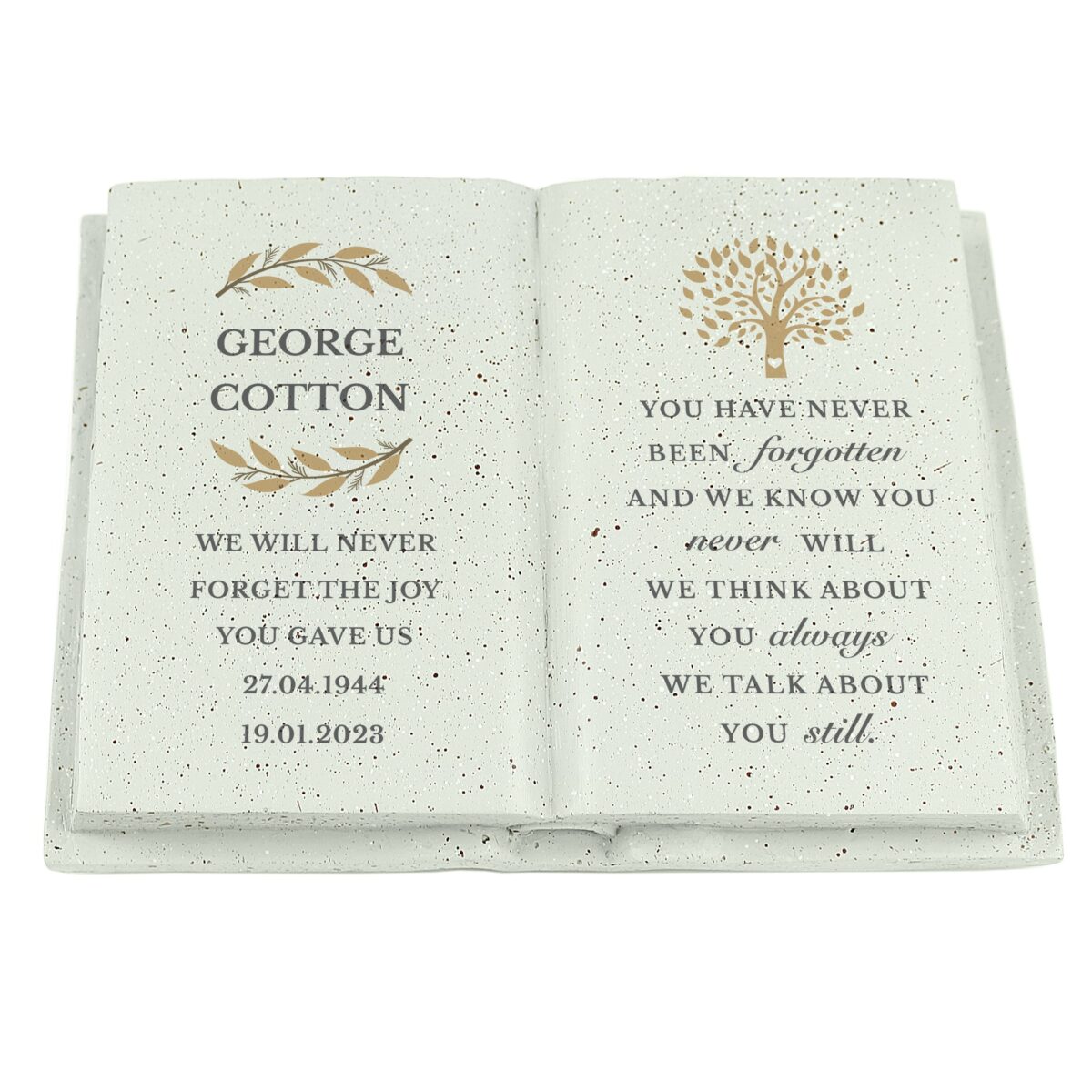 Personalised family tree memorial resin book