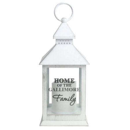 Personalised The Family White Lantern: 4 - LED Lighting By Gift Moments