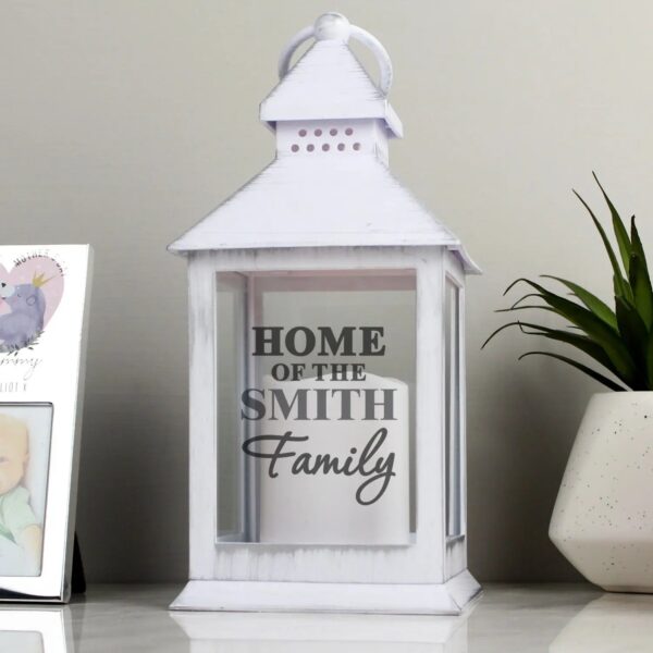 Personalised The Family White Lantern: 1 - LED Lighting By Gift Moments