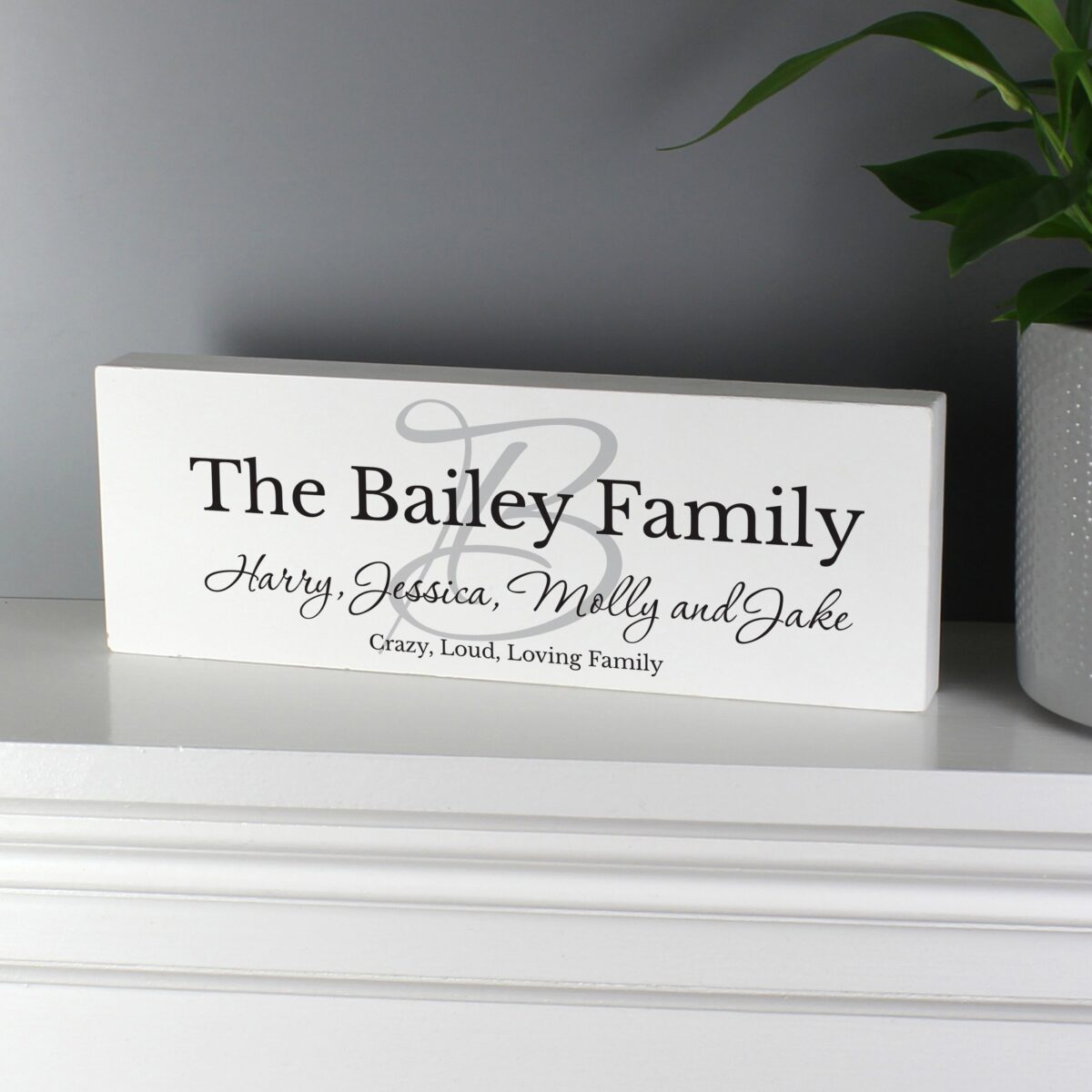 Personalised family wooden block sign