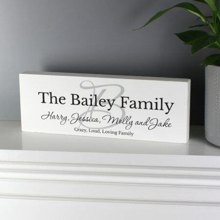 Personalised family wooden block sign