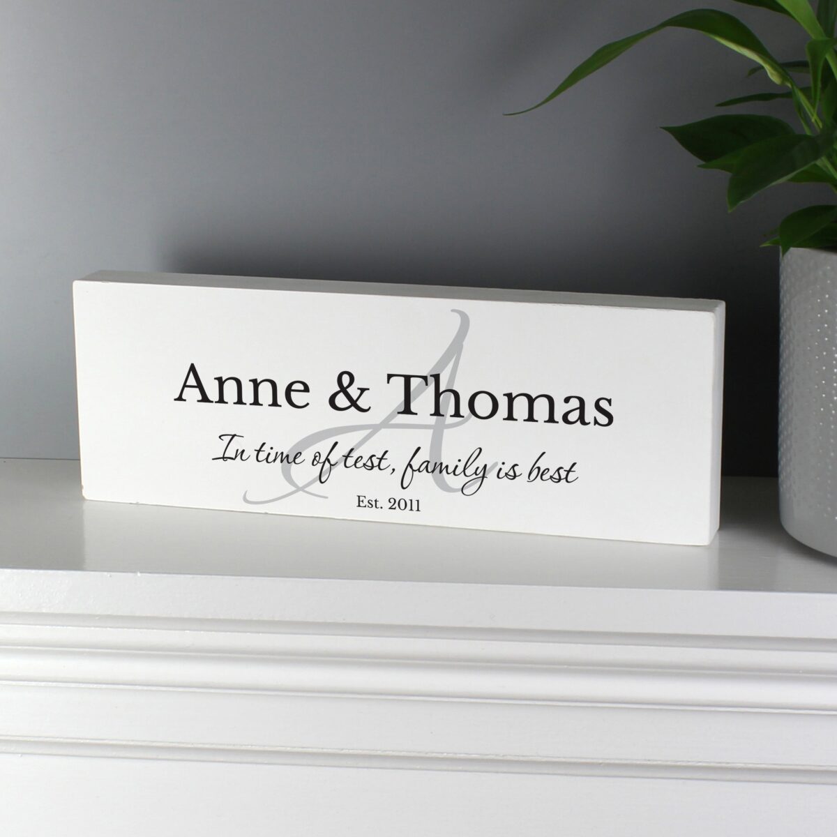 Personalised family wooden block sign