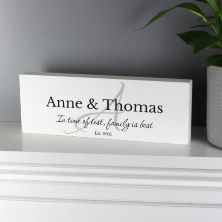 Personalised family wooden block sign