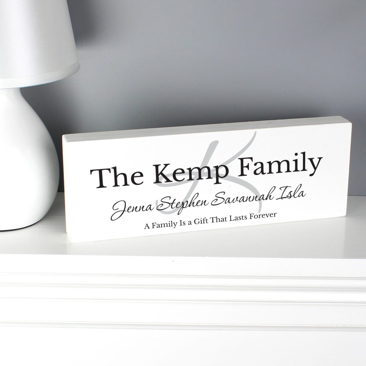 Personalised family wooden block sign