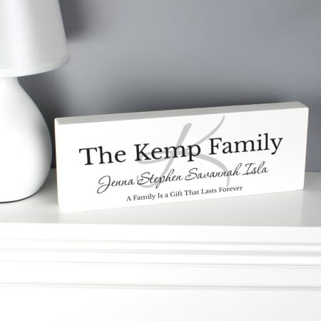 Personalised family wooden block sign