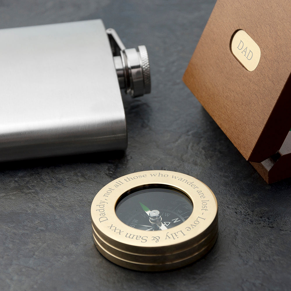 Personalised Father’s Day Brass Compass with Box: 1 - Compasses By Gift Moments
