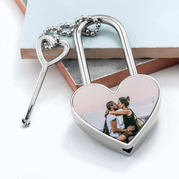 Personalised Favourite Memory Heart Padlock: 2 - Keyrings By Gift Moments