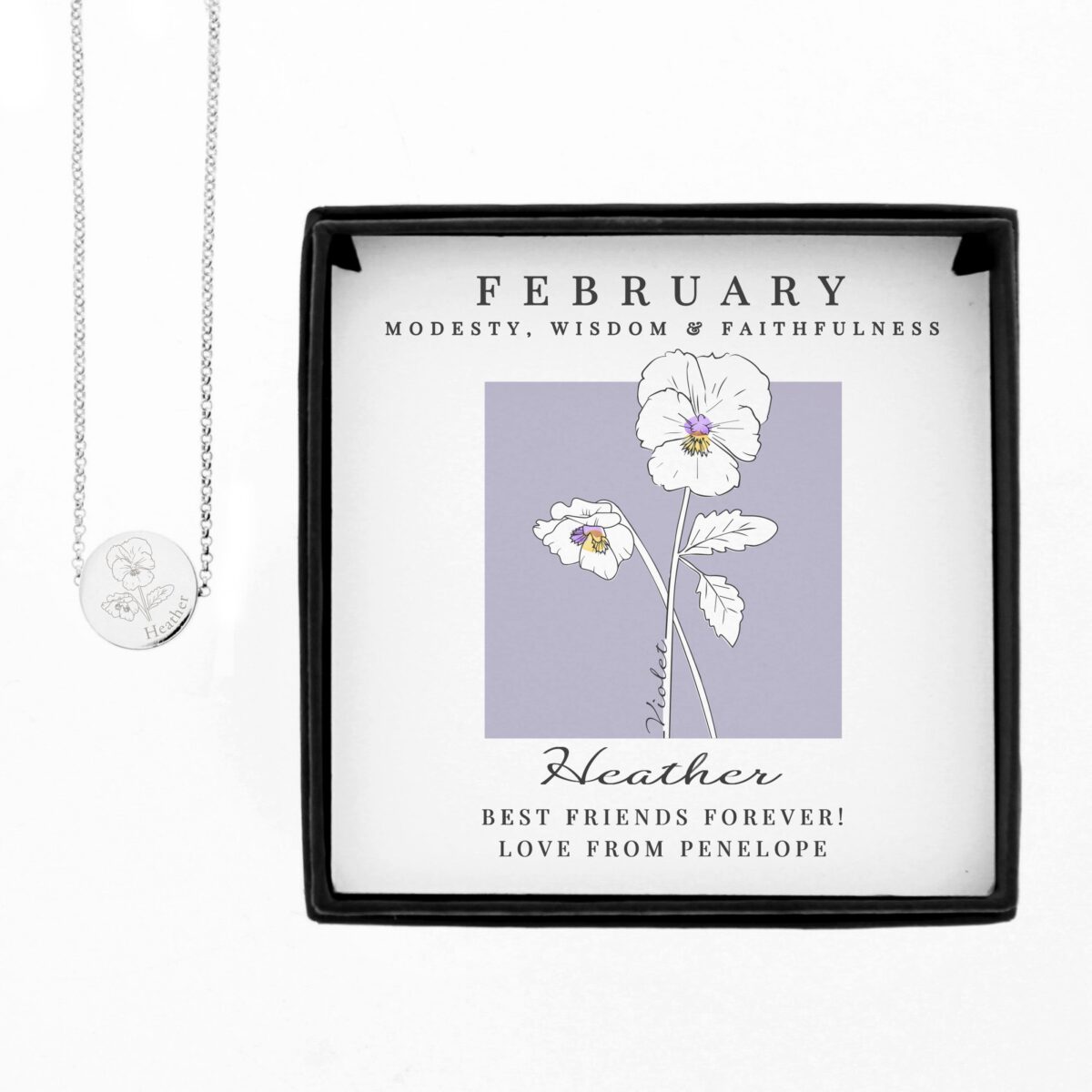 Personalised February Birth Flower Necklace and Box: 5 - Necklaces By Gift Moments