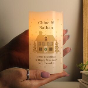 Personalised Festive Village LED Candle: 2 - LED Lighting By Gift Moments