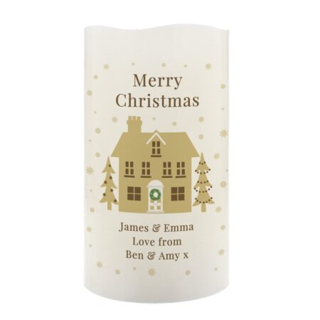 Personalised festive village led candle