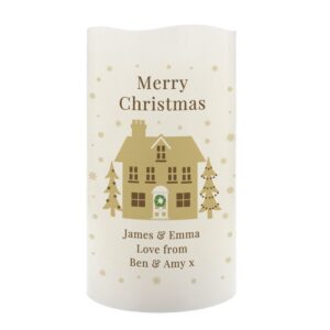 Personalised Festive Village LED Candle: 4 - LED Lighting By Gift Moments