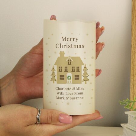Personalised festive village led candle