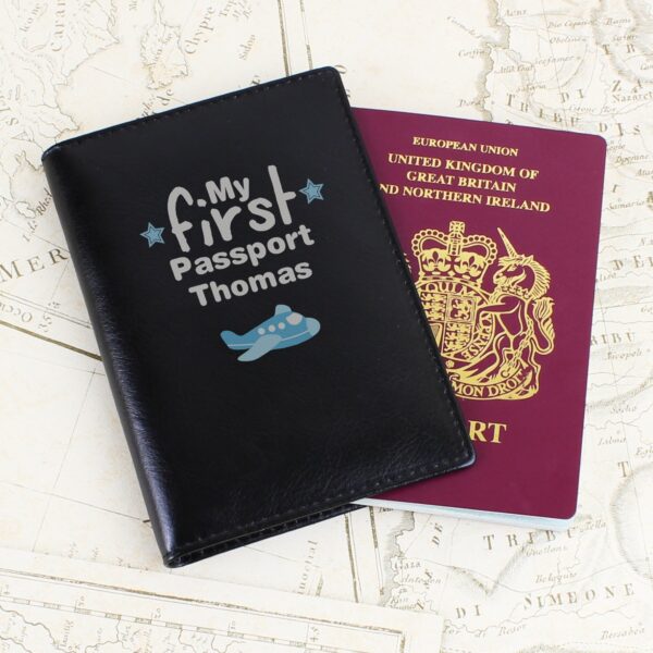 Personalised My First Black Passport Holder: 1 - Passport Holders By Gift Moments