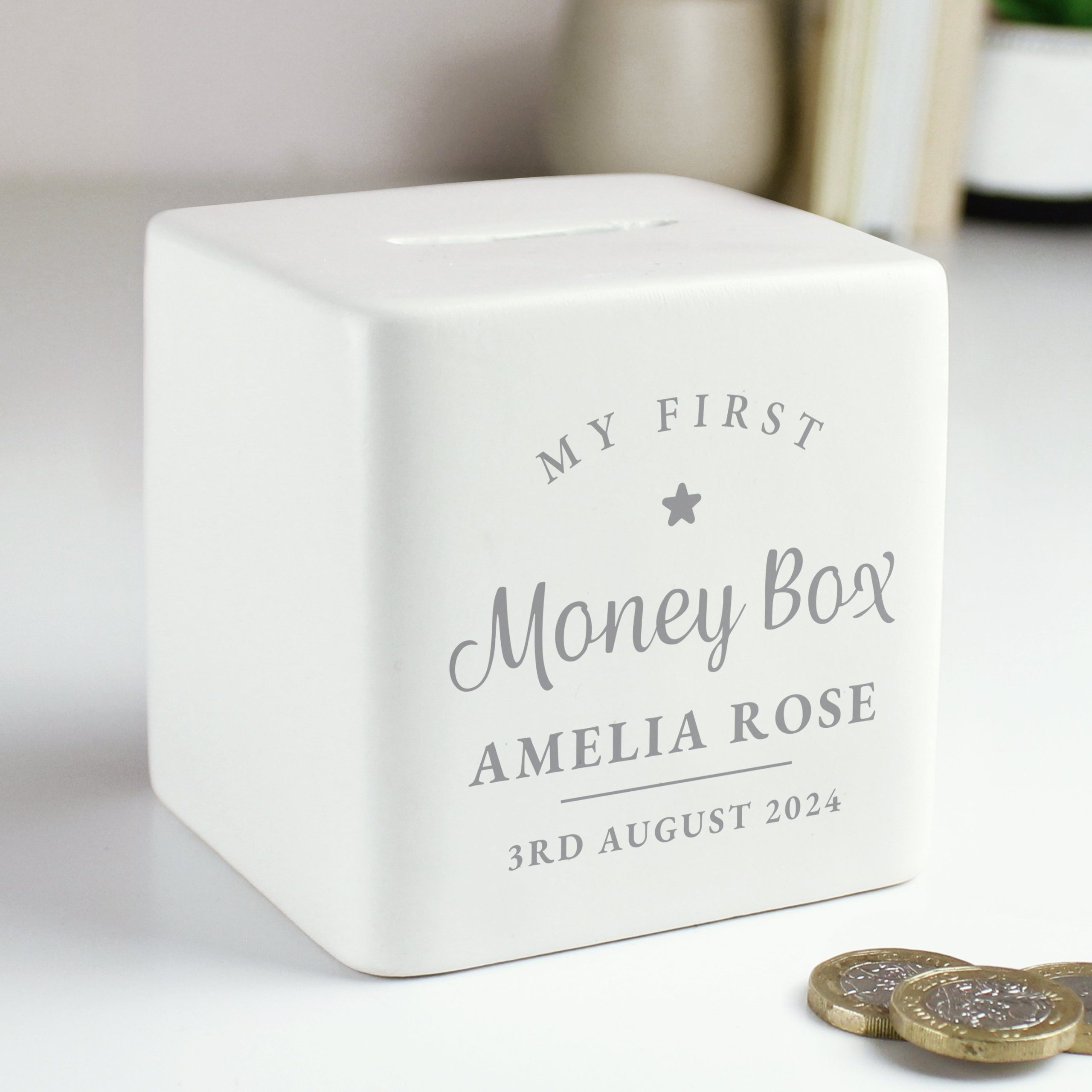 Personalised My First Ceramic Square Money Box: 1 - Money Boxes By Gift Moments