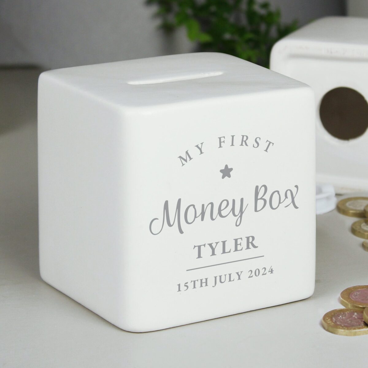 Personalised My First Ceramic Square Money Box: 6 - Money Boxes By Gift Moments