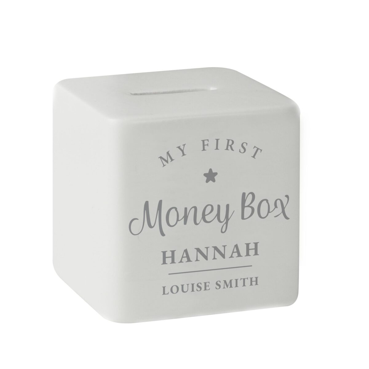 Personalised My First Ceramic Square Money Box: 5 - Money Boxes By Gift Moments
